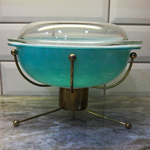 Pyrex1956 ufo cradle dish and - ufo,