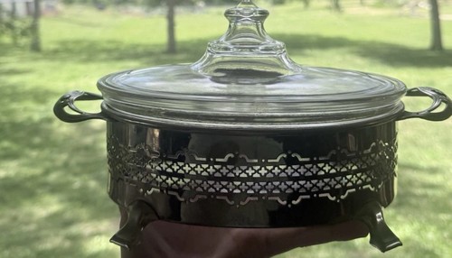 Antique pyrex silver serving - antique,