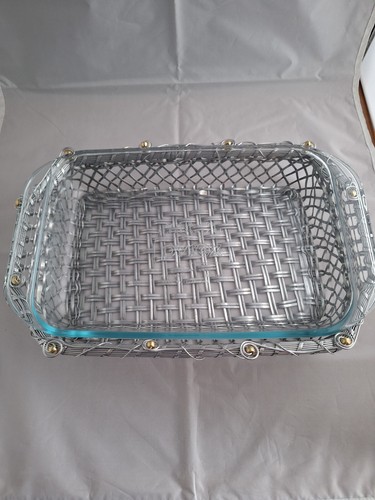 Silver metal woven basket - silver,