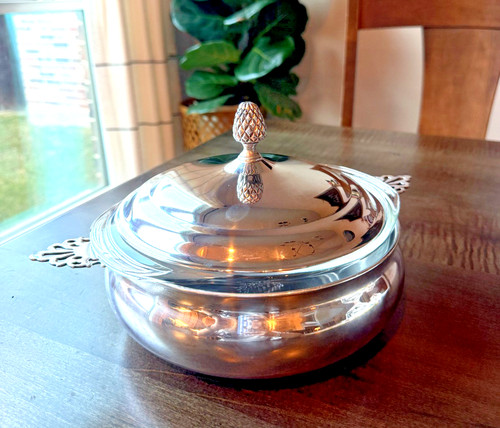 Elegant silver plate - plate, pyrex